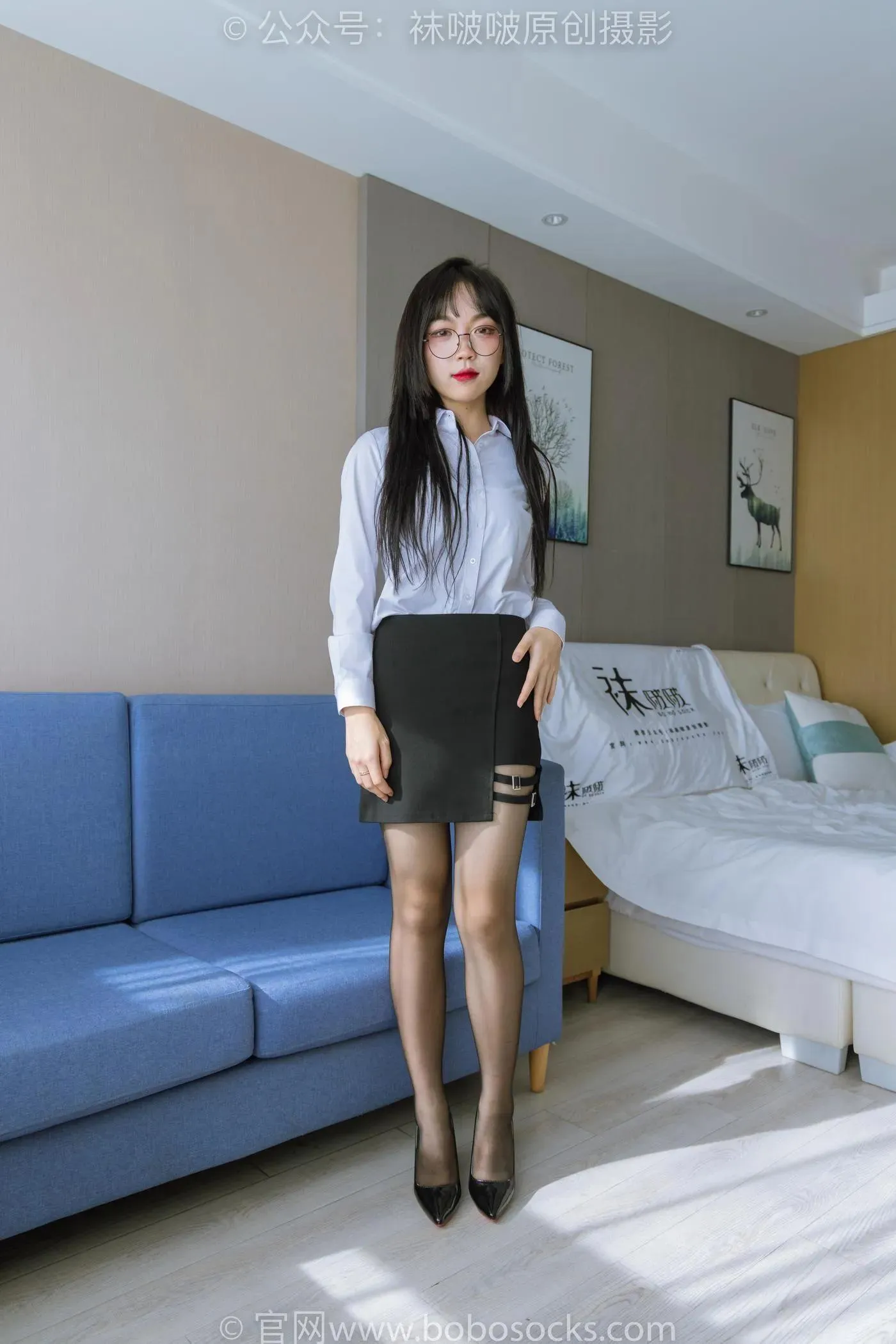 [BoBoSocks袜啵啵]NO.185 周周-ol制服、高跟鞋、黑丝 [140P]插图7
